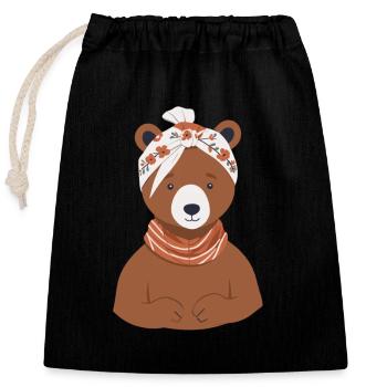 Funny Mama Bear Mother Bear Bear Lover - Closable cotton gift bag (25x30cm) - black - Front
