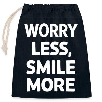 Worry Less Smile More Motivation - Closable cotton gift bag (25x30cm) - navy - Front