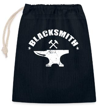 Blacksmith Anvil with Hammer - Closable cotton gift bag (25x30cm) - navy - Front