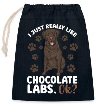 Schoko Brauner Labrador Retriever Hund - Verschließbarer Geschenkbeutel aus Baumwolle (25x30cm) - Navy - Vorne