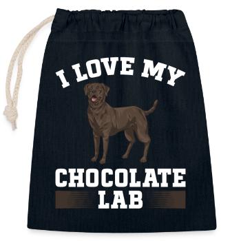 Schoko Brauner Labrador Retriever Hund - Verschließbarer Geschenkbeutel aus Baumwolle (25x30cm) - Navy - Vorne