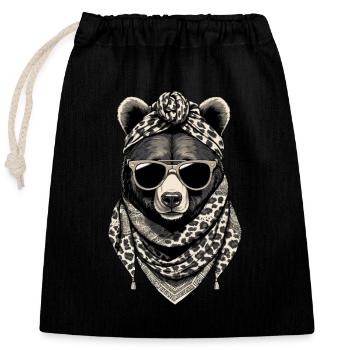 Funny Mama Bear Mother Bear Bear Lover - Closable cotton gift bag (25x30cm) - black - Front