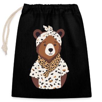 Lustiger Mama Bär Mutter Bärin Bärenliebhaber - Verschließbarer Geschenkbeutel aus Baumwolle (25x30cm) - Schwarz - Vorne