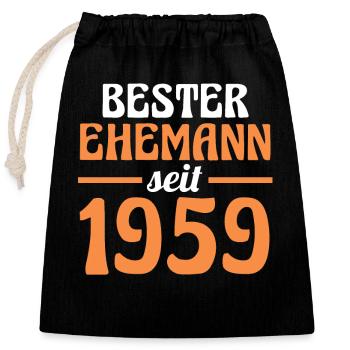 Valentinstag Bester Ehemann Seit 1959 - Verschließbarer Geschenkbeutel aus Baumwolle (25x30cm) - Schwarz - Vorne