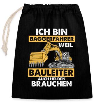 Je suis conducteur d’excavatrice Pelle de chantier - Sac cadeau en coton avec cordon (25 x 30 cm) - noir - Devant