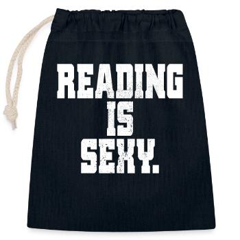 Reading Is Sexy Leseratte Bücherwurm Bücher Lesen - Verschließbarer Geschenkbeutel aus Baumwolle (25x30cm) - Navy - Vorne