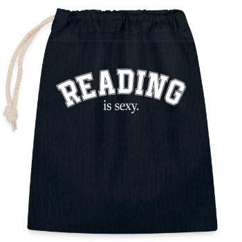 Reading Is Sexy Leseratte Bücherwurm Bücher Lesen - Verschließbarer Geschenkbeutel aus Baumwolle (25x30cm) - Navy - Vorne