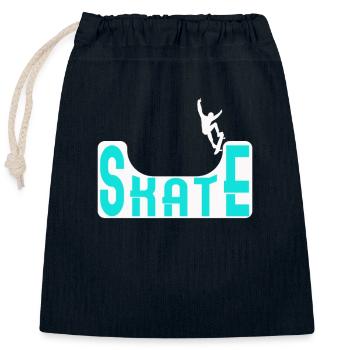 Skate Halfpipe Skateboard - Closable cotton gift bag (25x30cm) - navy - Front