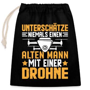Drohne Drohnen Drohnenpilot Drone Pilot FPV UAV - Verschließbarer Geschenkbeutel aus Baumwolle (25x30cm) - Schwarz - Vorne