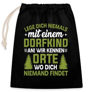 Dorfkinder Orte Bauernhof Dorfkind - Verschließbarer Geschenkbeutel aus Baumwolle (25x30cm) - Schwarz - Vorne