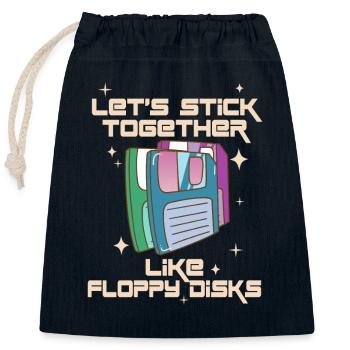 Lass Uns Zusammenhalten Wie Floppy Disks - Verschließbarer Geschenkbeutel aus Baumwolle (25x30cm) - Navy - Vorne