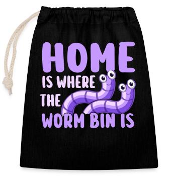 Vermicompost Fermier Vermicompost Mignon Hommes Femmes - Sac cadeau en coton avec cordon (25 x 30 cm) - noir - Devant