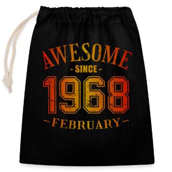 Février 1968 - Anniversaire en février Génial - Sac cadeau en coton avec cordon (25 x 30 cm) - noir - Devant