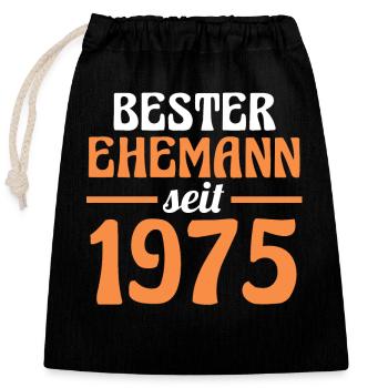Valentinstag Bester Ehemann Seit 1975 - Verschließbarer Geschenkbeutel aus Baumwolle (25x30cm) - Schwarz - Vorne