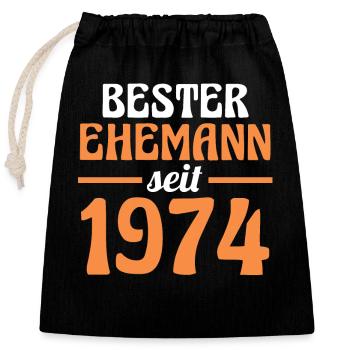 Valentinstag Bester Ehemann Seit 1974 - Verschließbarer Geschenkbeutel aus Baumwolle (25x30cm) - Schwarz - Vorne