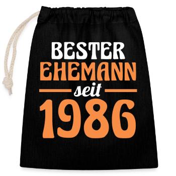 Valentinstag Bester Ehemann Seit 1986 - Verschließbarer Geschenkbeutel aus Baumwolle (25x30cm) - Schwarz - Vorne