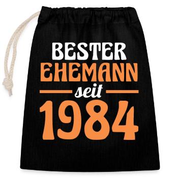 Valentinstag Bester Ehemann Seit 1984 - Verschließbarer Geschenkbeutel aus Baumwolle (25x30cm) - Schwarz - Vorne