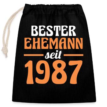 Valentinstag Bester Ehemann Seit 1987 - Verschließbarer Geschenkbeutel aus Baumwolle (25x30cm) - Schwarz - Vorne