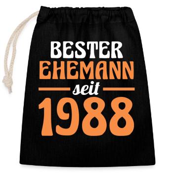 Valentinstag Bester Ehemann Seit 1988 - Verschließbarer Geschenkbeutel aus Baumwolle (25x30cm) - Schwarz - Vorne