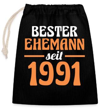 Valentinstag Bester Ehemann Seit 1991 - Verschließbarer Geschenkbeutel aus Baumwolle (25x30cm) - Schwarz - Vorne