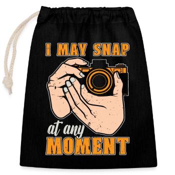 Photographer I May Snap At Any Moment Cameraman - Closable cotton gift bag (25x30cm) - black - Front