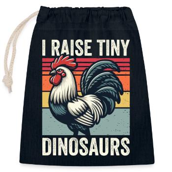 I Raise Tiny Dinosaurs Vintage Chicken Funny Farm - Closable cotton gift bag (25x30cm) - navy - Front