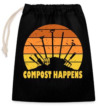 Vermicompost Fermier Vermicompost Mignon Hommes Femmes - Sac cadeau en coton avec cordon (25 x 30 cm) - noir - Devant