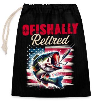 Ofishally Retired - Closable cotton gift bag (25x30cm) - black - Front