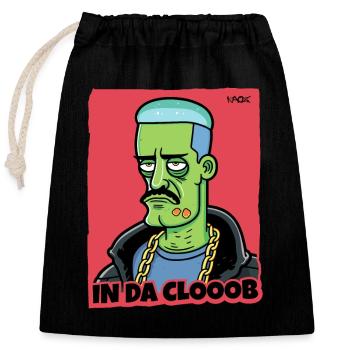 Funny Cool Gang Guy Cartoon in Club - Closable cotton gift bag (25x30cm) - black - Front