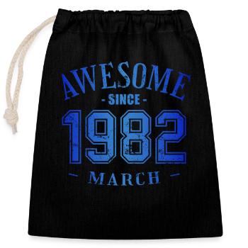 March 1982 - Birthday in March Awesome - Closable cotton gift bag (25x30cm) - black - Front
