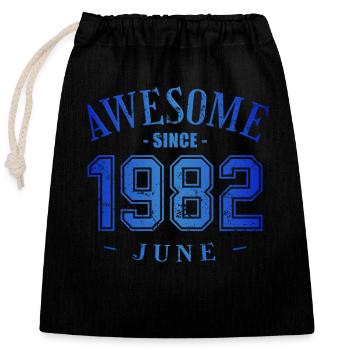 June 1982 - Birthday in June Awesome - Closable cotton gift bag (25x30cm) - black - Front