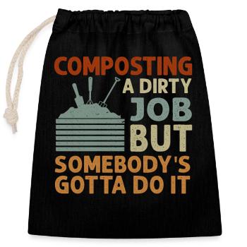 Vermicompost Fermier Vermicompost Mignon Hommes Femmes - Sac cadeau en coton avec cordon (25 x 30 cm) - noir - Devant