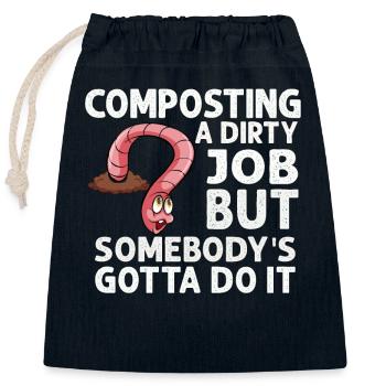 Vermicompost Fermier Vermicompost Mignon Hommes Femmes - Sac cadeau en coton avec cordon (25 x 30 cm) - bleu marine - Devant