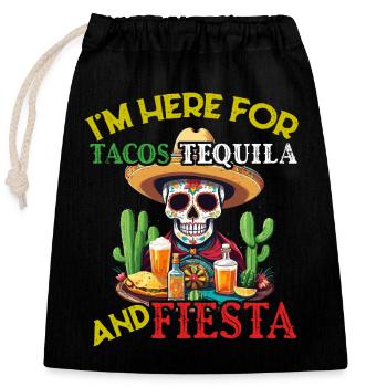 Lustiger Fiesta Spruch Cinco De Mayo Taco Design - Verschließbarer Geschenkbeutel aus Baumwolle (25x30cm) - Schwarz - Vorne