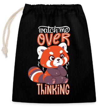 Overthinking Red Panda - Verschließbarer Geschenkbeutel aus Baumwolle (25x30cm) - Schwarz - Vorne