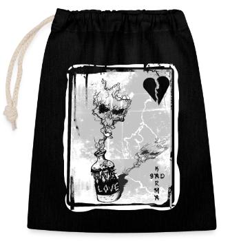 Love and Hate, Skull, Poison, Trash style - Closable cotton gift bag (25x30cm) - black - Front