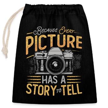 Photographe Parce que chaque photo a un caméraman - Sac cadeau en coton avec cordon (25 x 30 cm) - noir - Devant