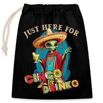 Funny Fiesta Alien Mexican Holiday - Closable cotton gift bag (25x30cm) - black - Front