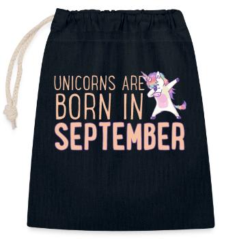 Les licornes sont nées en septembre Jeu de mots amusant - Sac cadeau en coton avec cordon (25 x 30 cm) - bleu marine - Devant