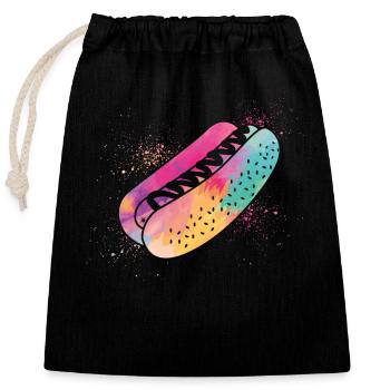Hot Dog Adult Watercolor - Closable cotton gift bag (25x30cm) - black - Front