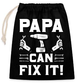 Papa can fix it - Closable cotton gift bag (25x30cm) - black - Front