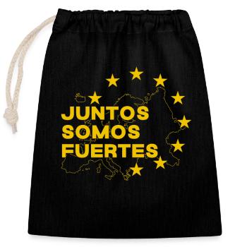 Europe - Ensemble, nous sommes forts - Union européenne - Sac cadeau en coton avec cordon (25 x 30 cm) - noir - Devant