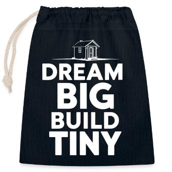 Tiny House Builder Funny Saying Own Home - Closable cotton gift bag (25x30cm) - navy - Front