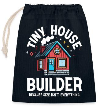 Tiny House Builder Funny Saying Own Home - Closable cotton gift bag (25x30cm) - navy - Front