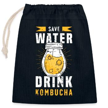 Kombucha Save Water Drink Manchurian Mushroom - Verschließbarer Geschenkbeutel aus Baumwolle (25x30cm) - Navy - Vorne