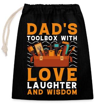 Dad's toolbox with love laughter and wisdom - Closable cotton gift bag (25x30cm) - black - Front