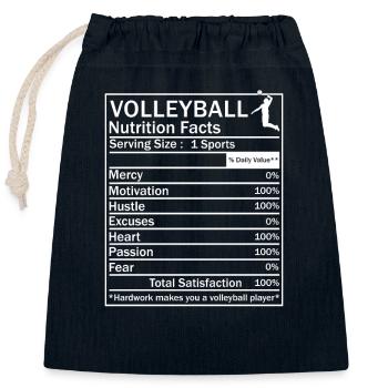 Ballon de volley-ball Joueurs de volley-ball Faits sur le volley-ball - Sac cadeau en coton avec cordon (25 x 30 cm) - bleu marine - Devant
