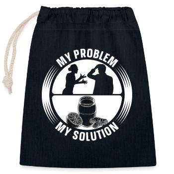 Kombucha Lover My Problem My Pictogram Dad Mom - Verschließbarer Geschenkbeutel aus Baumwolle (25x30cm) - Navy - Vorne