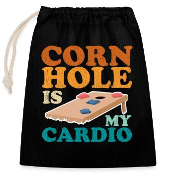 Cornhole Player Blind Hole Sac de haricots cadeau - Sac cadeau en coton avec cordon (25 x 30 cm) - noir - Devant