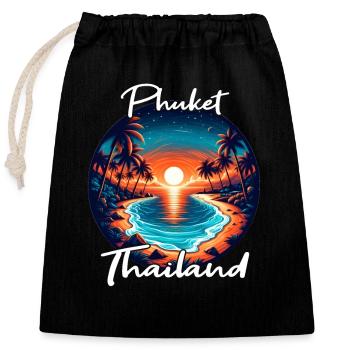 Sunset in Phuket - Closable cotton gift bag (25x30cm) - black - Front